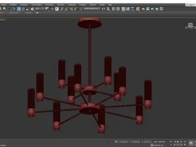 BERENICA modern chandelier with brass and glass shades Low-poly 3D model