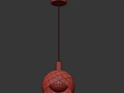 Bobblou three gold and glass pendant lights 3D model