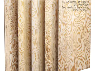 A set of sheets of plywood v2 - 5 items Low-poly 3D model