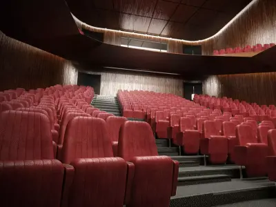 Theater empty auditorium with seats Low-poly 3D model