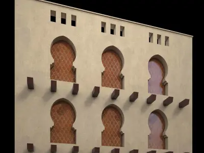 Exterior of classic building in islamic style 3D model