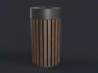 Street Trash Can 42 PBR Game Ready Low-poly 3D model