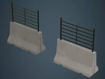 Concrete Barrier 2A Low-poly 3D model