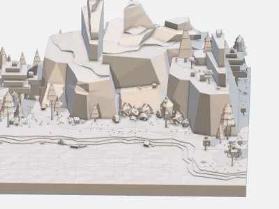 lake mountain landscape Low-poly 3D model