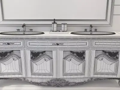 Luxury Bright Bathroom with Bathtub 3D model