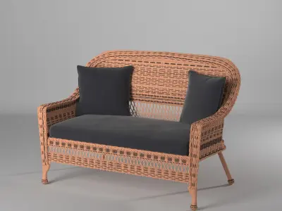 albert loveseat with cushion Low-poly 3D model
