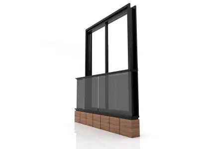 Window balcony with glass door 3D model