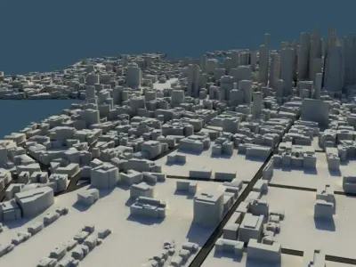 Cityscape city in shape of snow globe 3D model