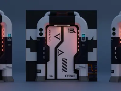 Scifi Door Low-poly 3D model