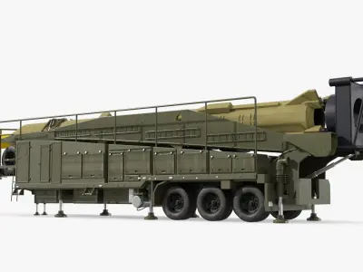  Strategic Missile Launch Trailer Rigged for Cinema 4D 