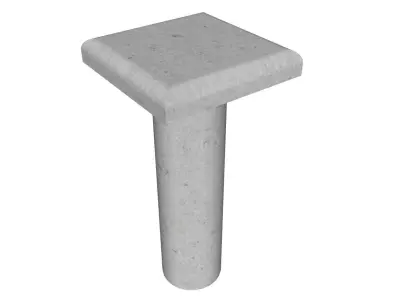 Concrete Table With 4 Benches 3D model
