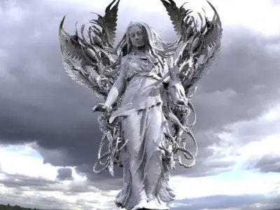 Advent angel statue Winged 3D model