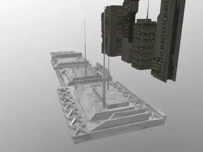 Sci Fi City Pack 8 Kit  Low-poly 3D model