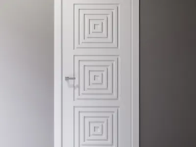Interior door with square linear pattern 3D model