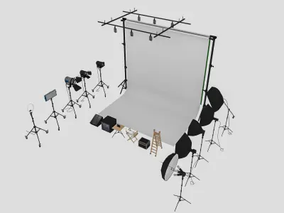 Studio Photography Lights 2 3D model