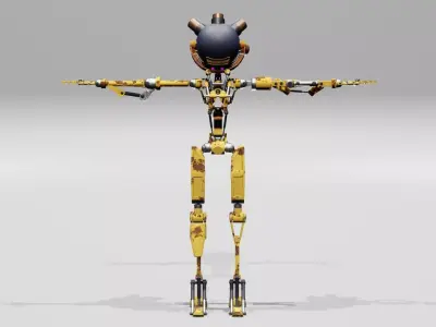 post apocalyptic robot character 3D model