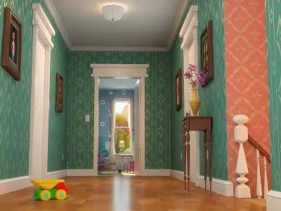 Cartoon Corridor Baby Room 3D model