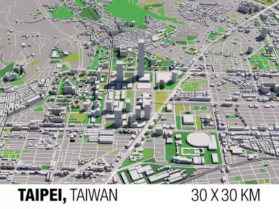 Taipei 30x30km City Map 3D model