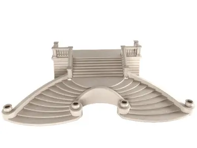 External entrance facade staircase with a veranda  3D model