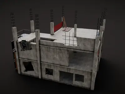 building construction of house Low-poly 3D model