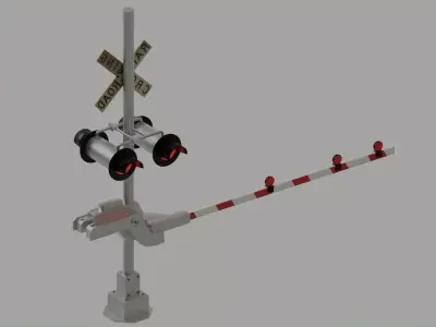 Level crossing - Railroad crossing with lights US Railway 3D model