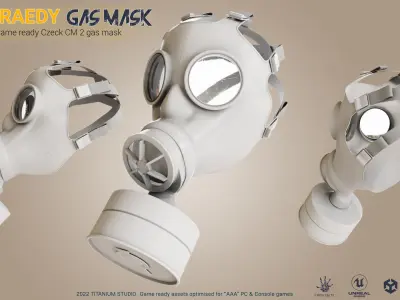 Low Poly Game ready CM-3 Gas Mask Low-poly 3D model