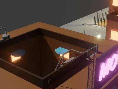 LOW POLY NEON TOWN Free low-poly 3D model