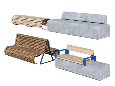Linear benches 3D model
