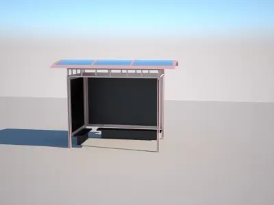 Bus stop shelter Low-poly 3D model