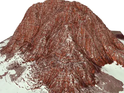 Red Snow ICE Mountain Canyon Desert Low Poly Terrain Rock 2 Low-poly 3D model