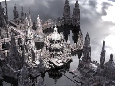 Dark London Egyptian themed KITBASH  3D model