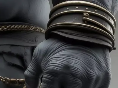 Massive Elephant Warrior Anthropomorphic GiantTusks Low-poly 3D model