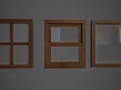 Simple Doors and Windows Low-poly 3D model