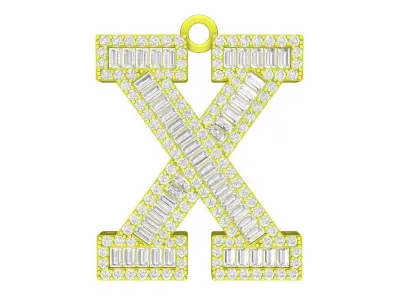 Luxury Diamond Letter X Pendant 3D Jewelry Model 7030 3D print model