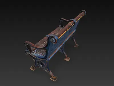 Realistic rusted bench 3D model