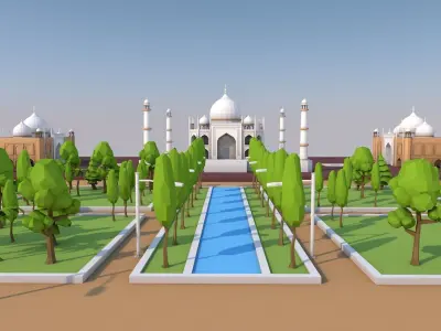 Low Poly Taj Mahal Landmark Low-poly 3D model