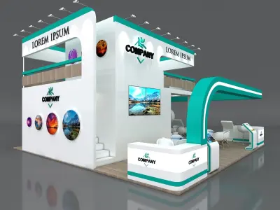 Exhibition Stand Booth Stall 9x9m Height 500 cm 4 Side Open 3D model