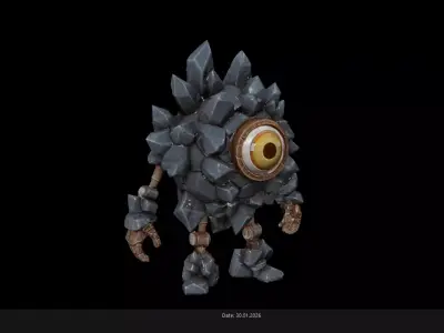 Low Poly Stylized Rock Crystal Elemental - PBR Low-poly 3D model