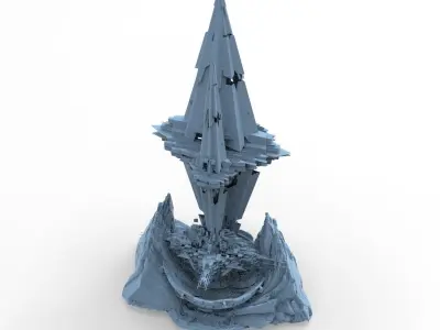 Sci fi Core crystal Shard Rocks Tide Dish 3 3D model