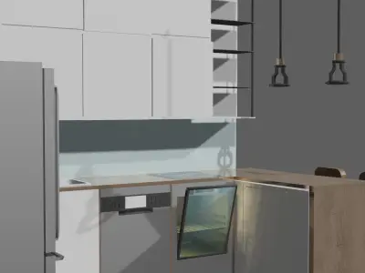 Kuchania refrigerator with glass door Low-poly 3D model