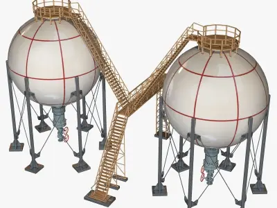 Industrial Storage Spherical Tanks 3D model