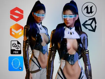 Futuristic Suit Woman - GameReady Low-poly 3D model