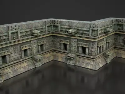 Mayan Temple Wall Modulars 02 250726 Low-poly 3D model