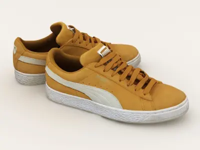Yellow Suede Puma Sneakers 3D model