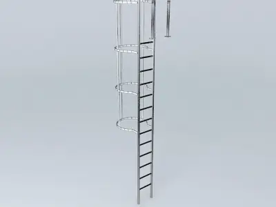 Ladder with safety railing Free 3D model