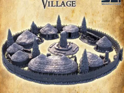Barbarian Village Tabletop Terrain 28 MM 3D print model