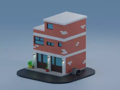 Cartoon house Low-poly 3D model 26
