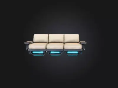 HoverTech Futuristic Sofa Low-poly 3D model