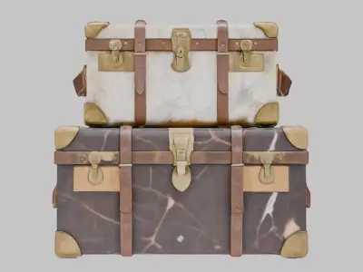 Vintage Luggage Set Low-poly 3D model
