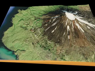 Mount Vsevidof 3d terrain model Low-poly 3D model